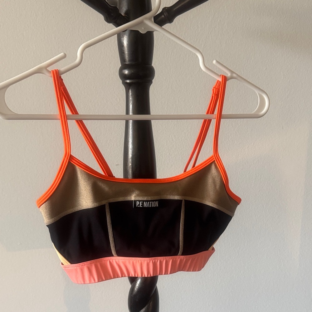 P.E Nation Women's Sports Bra - Black, Gold, and Pink